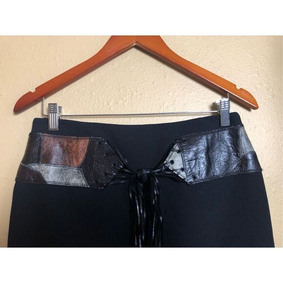 Alberto Makali Black Skirt Size 10 – Metallic Leather Patchwork Waist - Picture 4 of 12